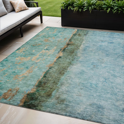 Tapis intérieur lavable abstrait doré 5 pi x 8 pi