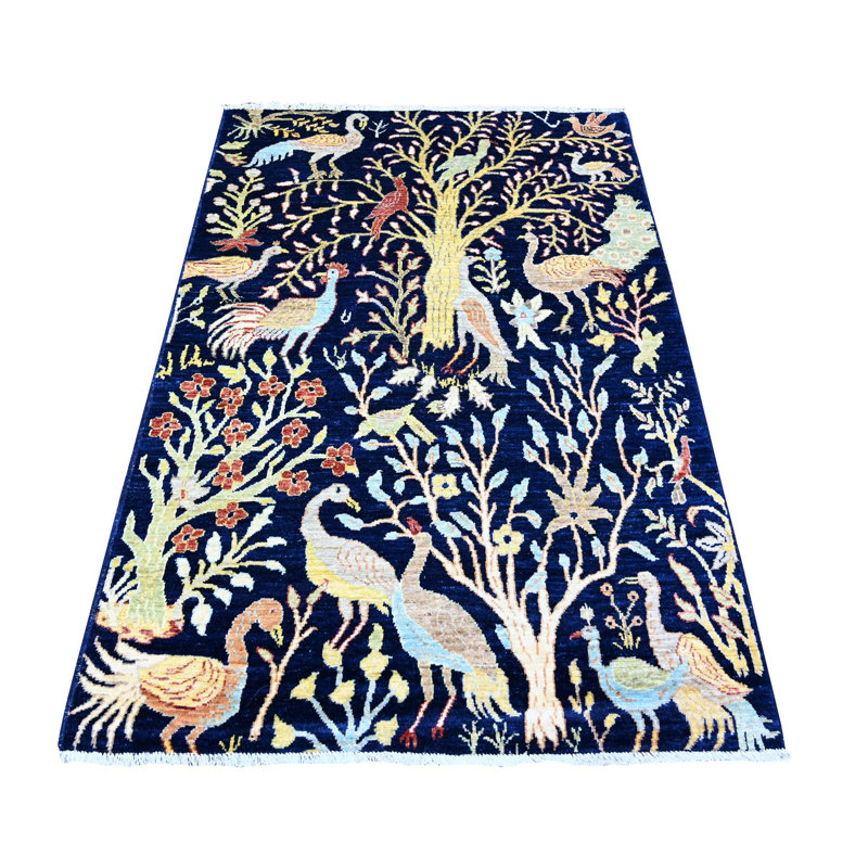 Tapis bleu nouvel âge en laine 4 pi x 5 pi 7 po Wintress