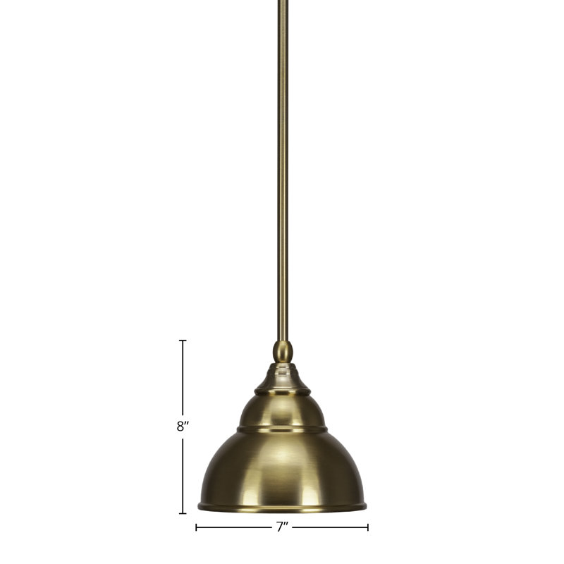 Stem Hung Mini Pendant Shown In New Age Brass Finish With 7" New Age Brass Double Bubble Metal Shade