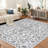 Washable Area Rug, Vintage Floral Medallion Low Pile Non Slip Foldable Indoor Carpet, Pearl Velvet, Dark Grey, 2'x6'-1325990798-1325990791
