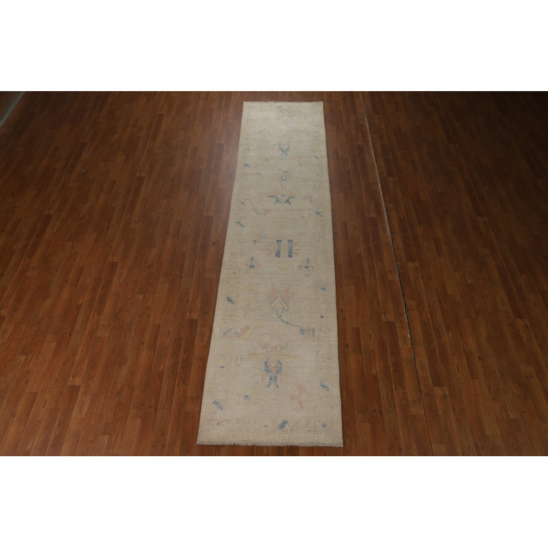 Vegetable Dye Wool Oushak Turkish Runner Rug 3x12