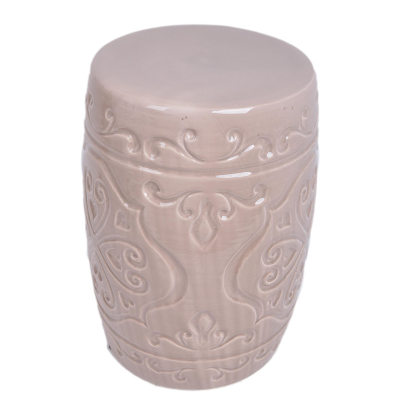 Ceramic Accent Stool, Beige