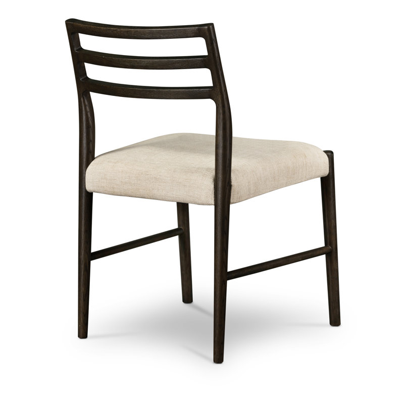 Glenmore Upholstered Dining Chair, Ivory Cotton/Polyester Blend/Viscose, Scrubbed Oak Black