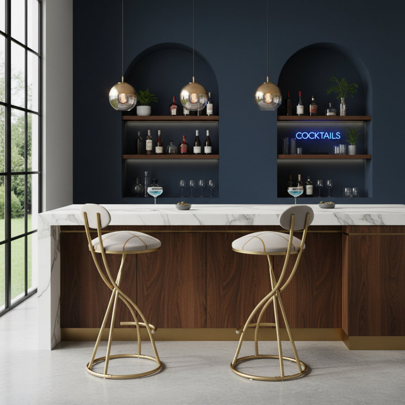 Ensemble de 2 tabourets de bar modernes avec structure en métal