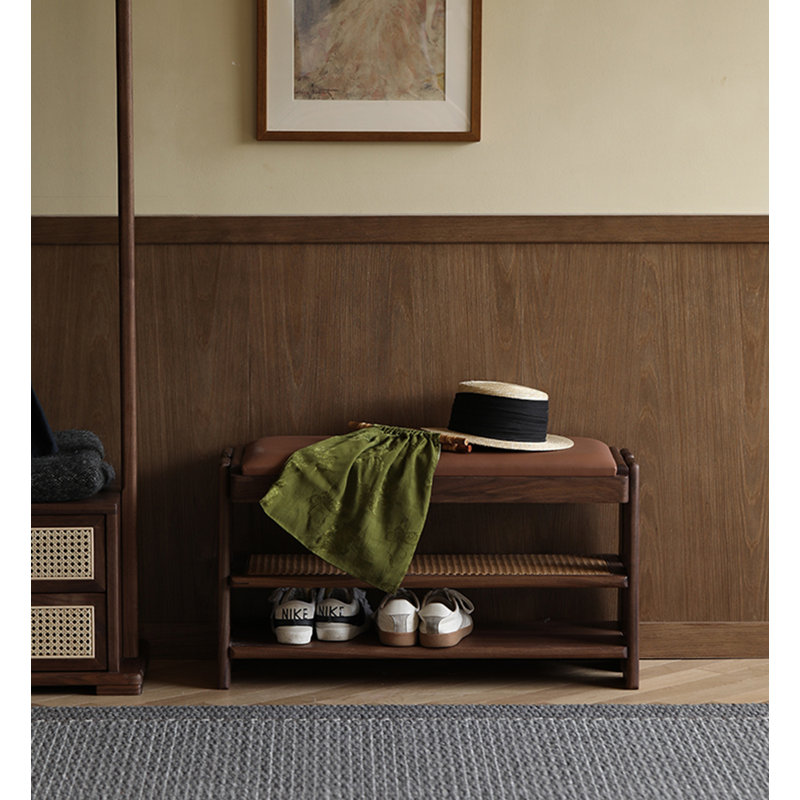 Tabouret de rangement en bois massif