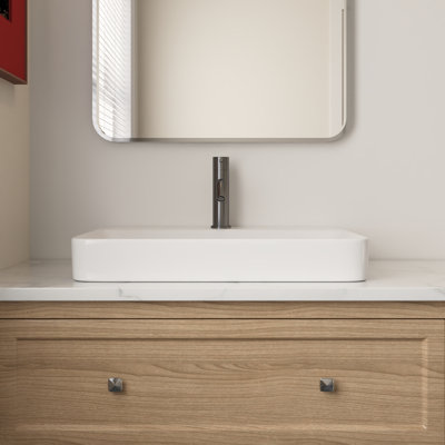 Lavabo de salle de bain rectangulaire en porcelaine vitrifiée avec trop-plein 23,82 po x l 18,9 po x H 6,69 po DeerValley