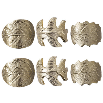 Metal Leaf Napkin Ring (Set Of 6)