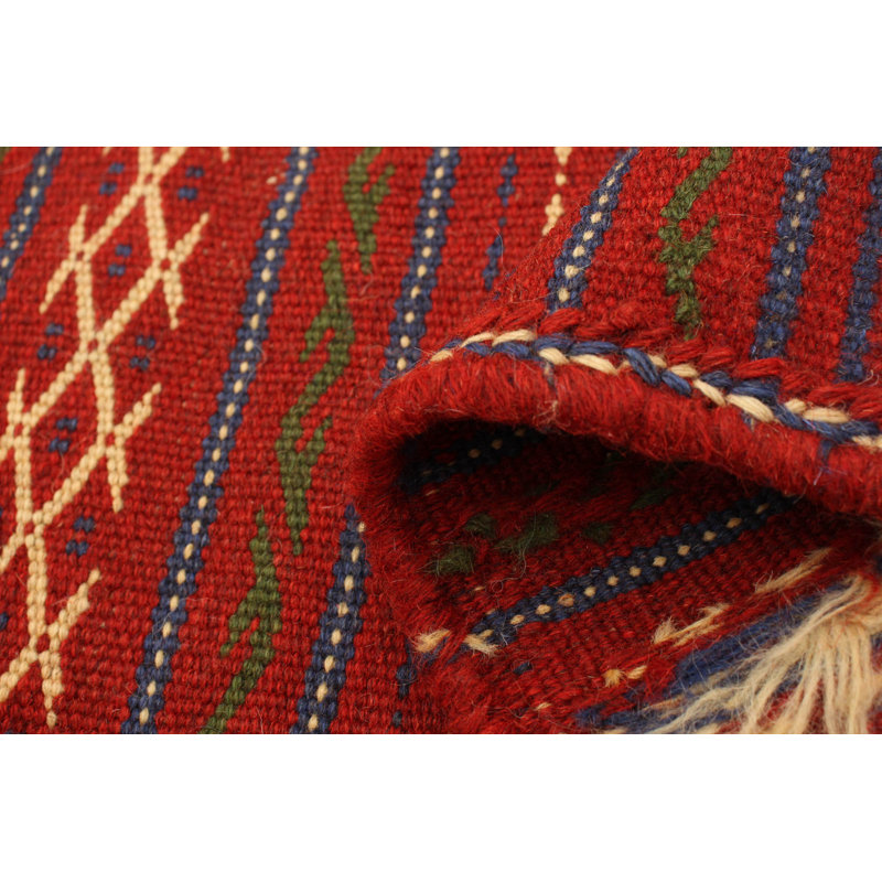 Tapis décoratif en laine de conception unique noué à la main new age kashkoli rouge/beige 3 pi 3 po x 5 pi