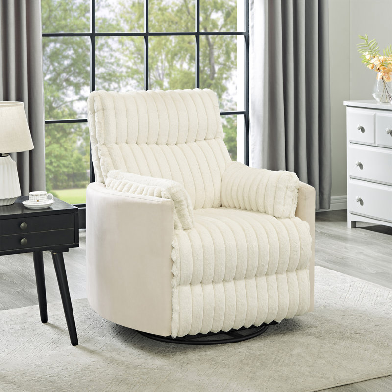 Fauteuil inclinable manuel en velours côtelé Sabria Bocaton, Blanc