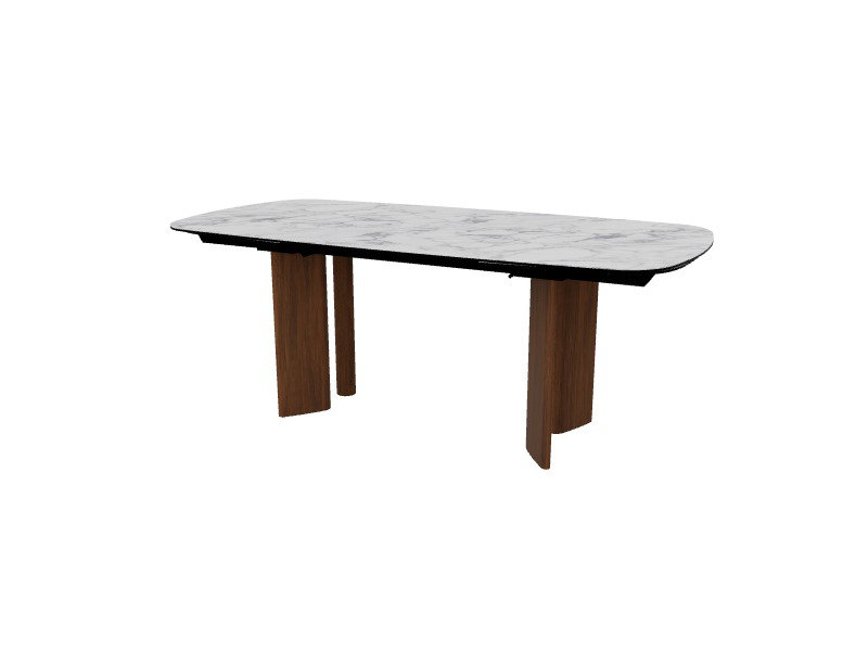 Sandy Extendable Tables, 30.38"H x 78.75"L x 39.38"W, White Marble, Canaletto Walnut