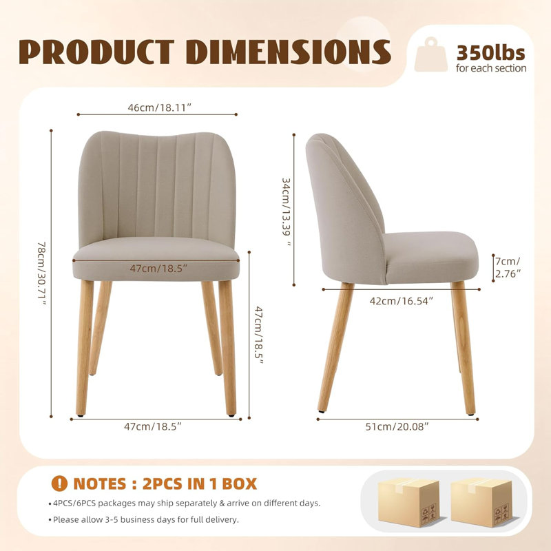Chaises de salle à manger modernes en bois, chaises de salle à manger avec pieds en bois, chaises rembourrées, Gris, Naturel