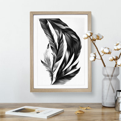 Monochrome Feathers No.2 - Wrapped Canvas Print