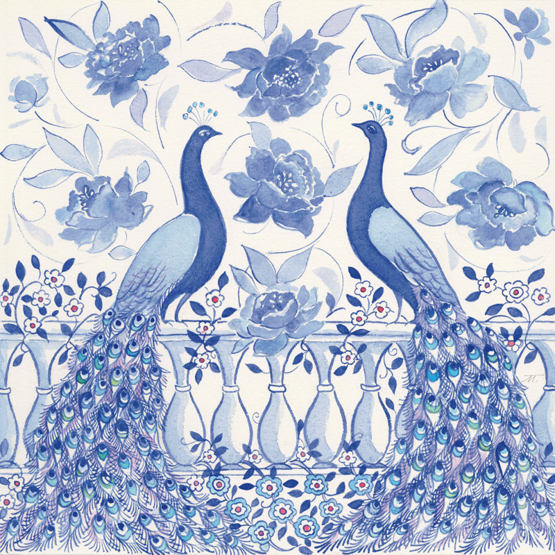Peacock Garden VI by Miranda Thomas - No Frame Painting on Canvas, 51cm H x 51cm W