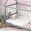 Lit simple gris avec structure de maison - ajout de chambre à coucher en bois d'hévéa de couleurs classiques polyvalentes-1466832741