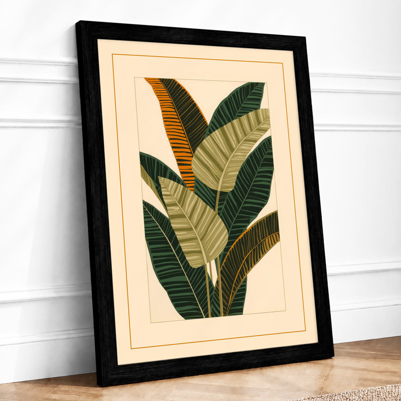 Variegated Leaf Study Botanical - Framed Print, A2 - 59.4 x 42.0 cm, Black