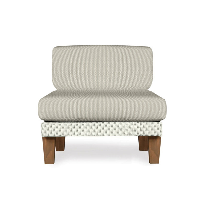 Catalina Outdoor Teak Lounge Chair, Rumba Stonewashed, Ivory