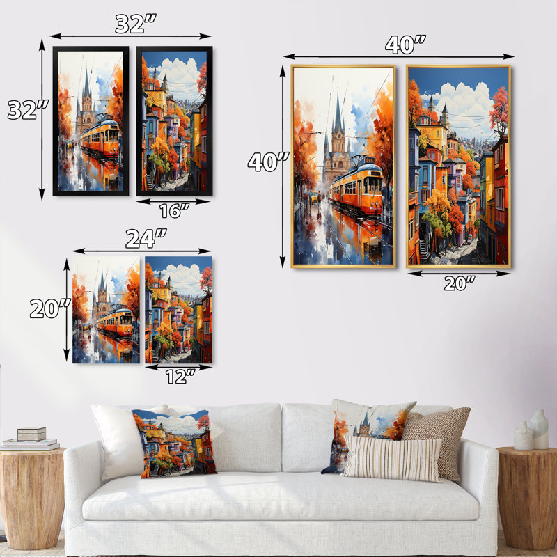 «City Milan Popart», 2 pièces sur toile, Toile tendue, H 32 po x l 32 po