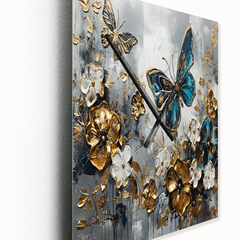 Jadhiel - Horloge murale florale, H 32 po x l 24 po x P 1 po