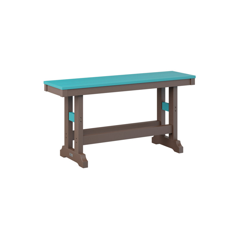 Garden Classic Patio Bench, 18" H x 12.5" W x 44" D, Aruba Blue/Chocolate Brown