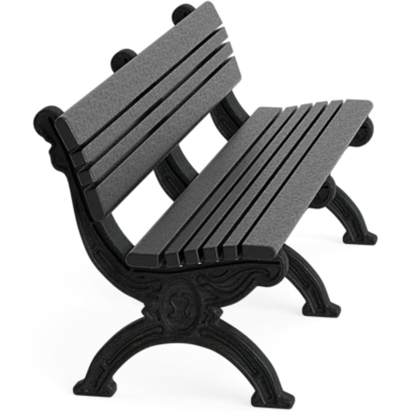 Banc d'extérieur 6 pieds Cambridge - fait de bois recyclé à 100% aux États-Unis | Durable, résistant aux intempéries, siège pour parcs, patios, jardins, écoles - noir