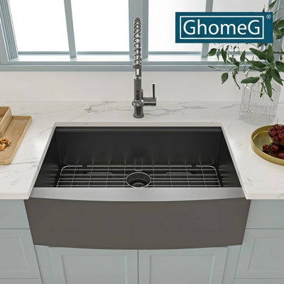 30”W x 22”D Single Bowl Farmhouse 16 Gauge Stainless Steel Workstation Undermount Kitchen Sink 