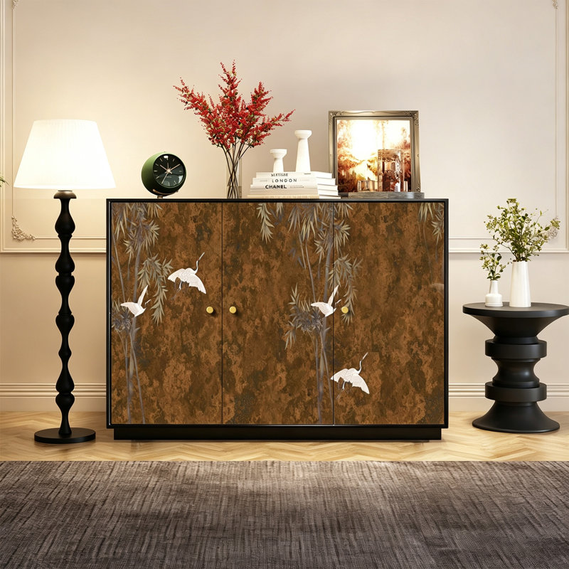 Armoire de rangement vintage en bois massif, 33.46 " H x 47.24 " W x 15.74 " D