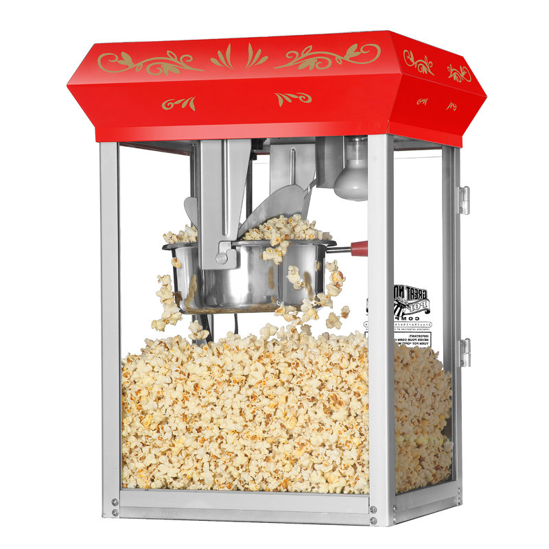 Vintage Red Stainless Steel Countertop Popcorn Machine
