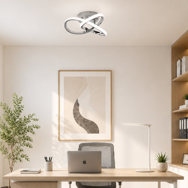 Angstrom 1 - Light 26cm Unique/Statement Geometric LED Semi Flush Mount, Chrome