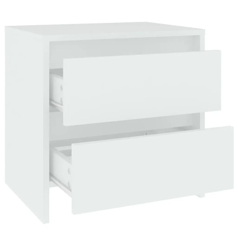 Georgan 45cm W Particle Board / Chipboard Bedside Table, White, Set of 2