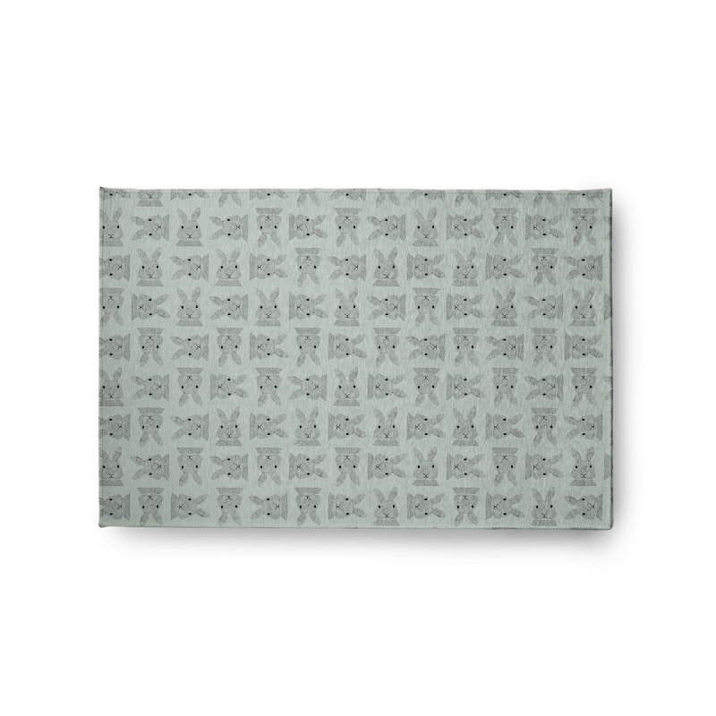 Tapis en chenille tissé à la machine Elioth en vert clair / gris clair, Rectangle 2 pi x 3 pi