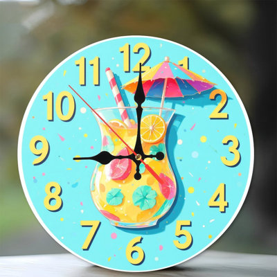 Décoration murale horloge cocktail d'été jus de fruit tropical