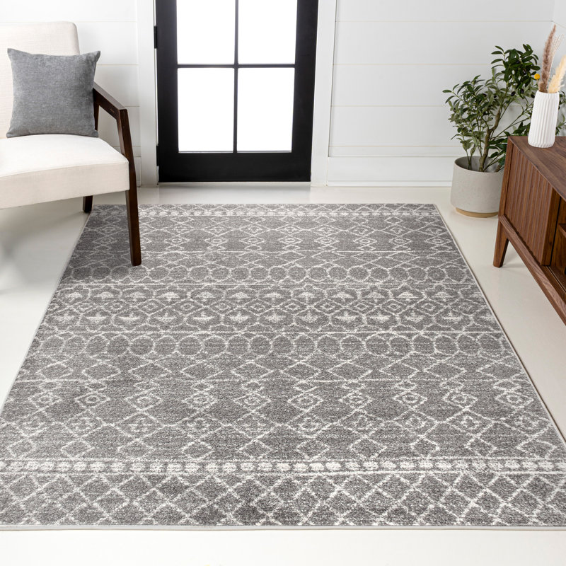 Bouton Moroccan Beni Souk Gray/Cream Rug, Rectangle 3' x 5'