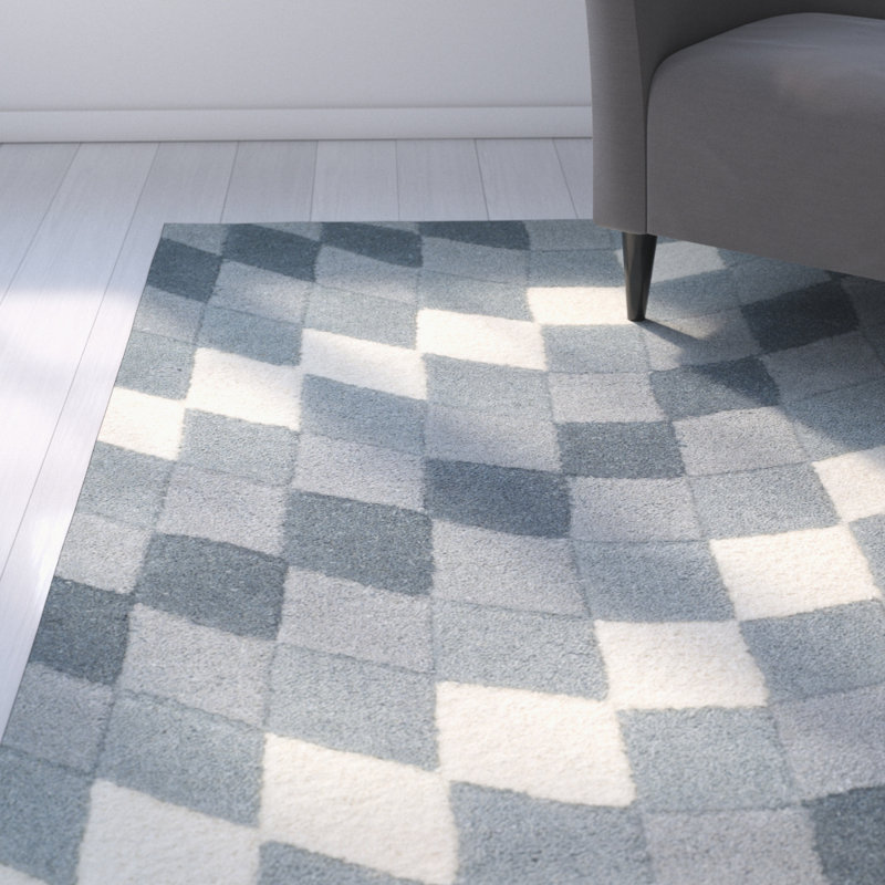 Tapis géométrique en laine et en viscose touffeté à la main Avickel Soho, Rectangle de 5 pi x 8 pi