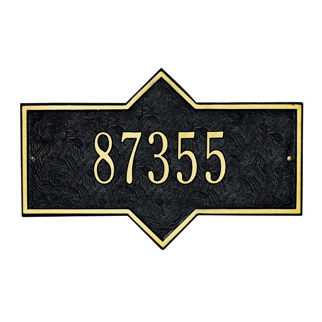 Plaque d'adresse murale 1 ligne Hampton, Noir et or, Oui