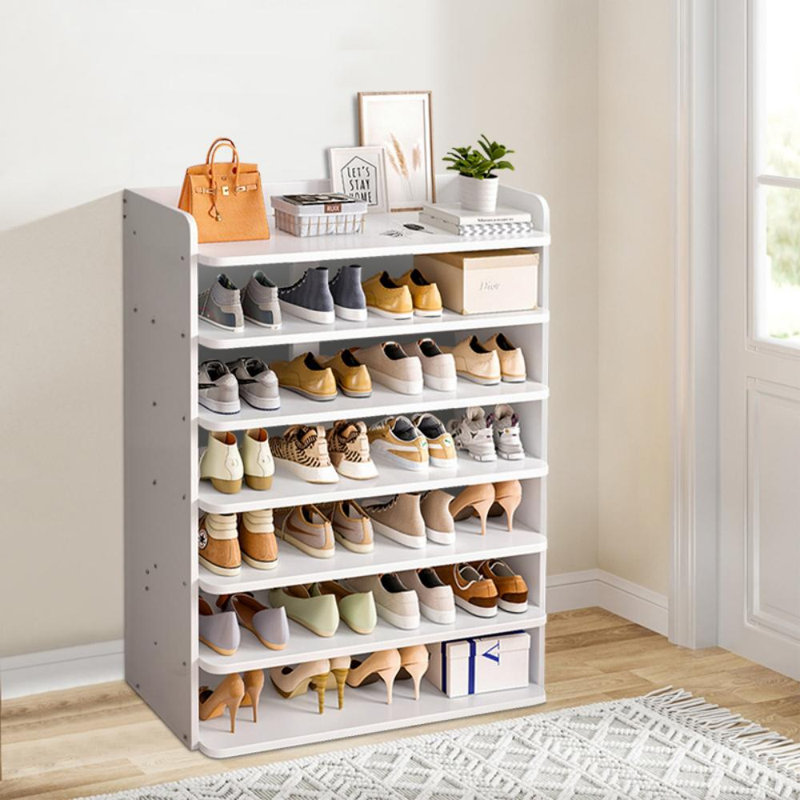 Warm white MDF shoe cabinet, 7, 104cm x 82cm x 26cm