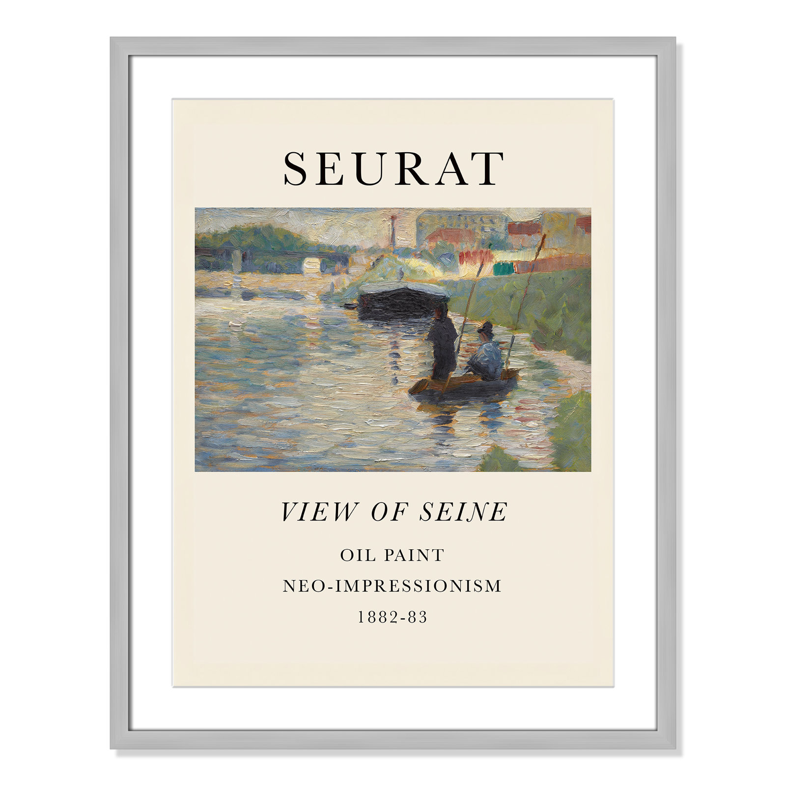 View Of Seine by Georges Seurat, Yes, 29.5" H x 23.5" W x 1.25" D, Silver Single Picture Frame