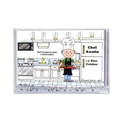 Personalized Chef, with Hat - Male MINI Snow Globe Frame Gift