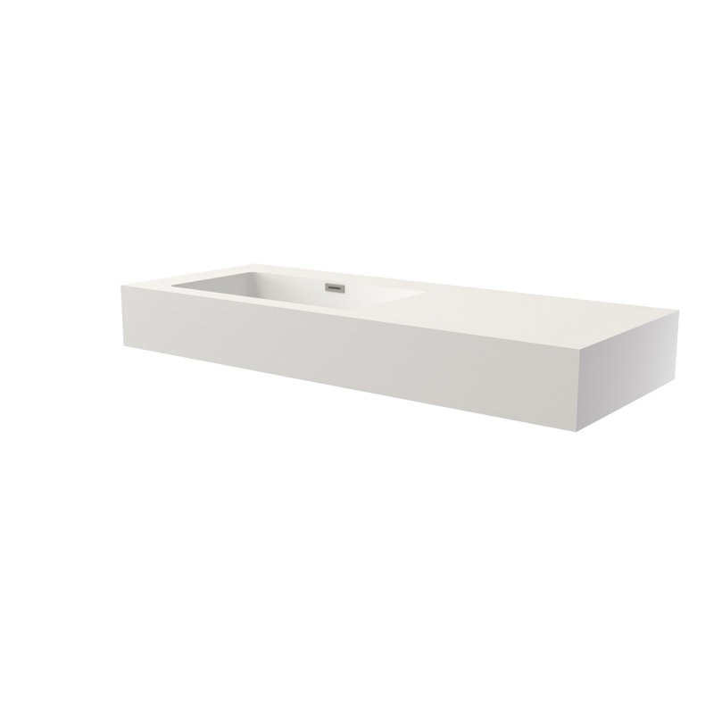 Bathroom Vanity Basin Sink With Stone Resin Solid Surface, Matte White Shine, 48.54 In Depth, 18.56 Width, 5.96 Height, 47.24 Lb Weight, Spatial Versatility Bathrooms, To Scratches And Stains, Easy