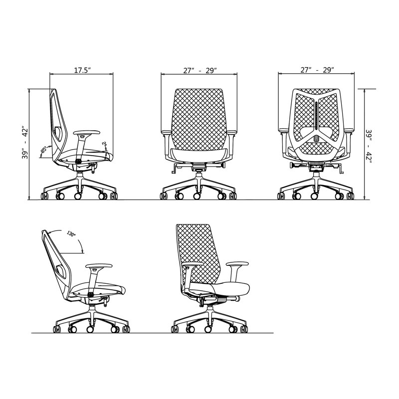 Chaise de travail ergonomique en maille avec soutien lombaire Ignite, Noir, noir, noir, noir