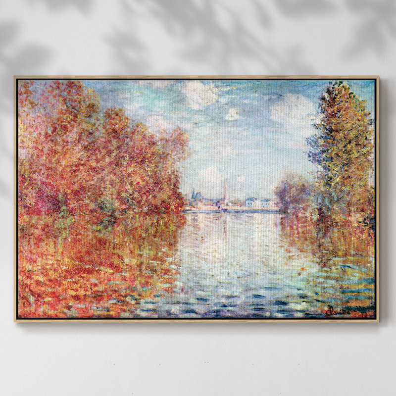 «Autumn in Argenteuil» par Claude Monet, reproduction sur toile flottante, H 27 po x l 41 po x P 2 po, Cadre en bois naturel