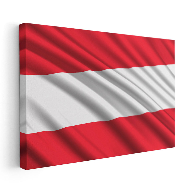Drapeau autrichien flottant - reproduction d'art sur toile, H 16 po x l 24 po