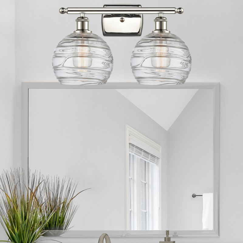 Éclairage pour meuble-lavabo à 2 lumières à intensité variable Halvorson, Transparent, Ampoule DEL rétro de 3,5 watts