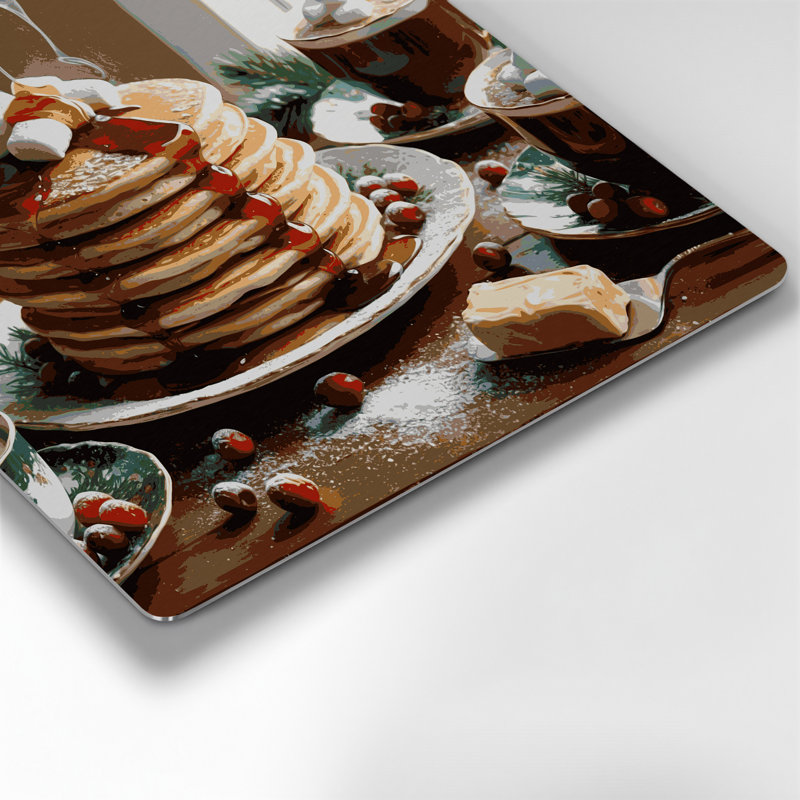 «Christmas Christmas matin pancakes», art mural en métal noir, H 12 po x l 12 po