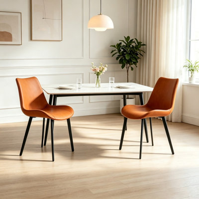Ensemble de salle à manger en pierre frittée 47,63 "pour 2, 1 table et 2 chaises, facile à assembler