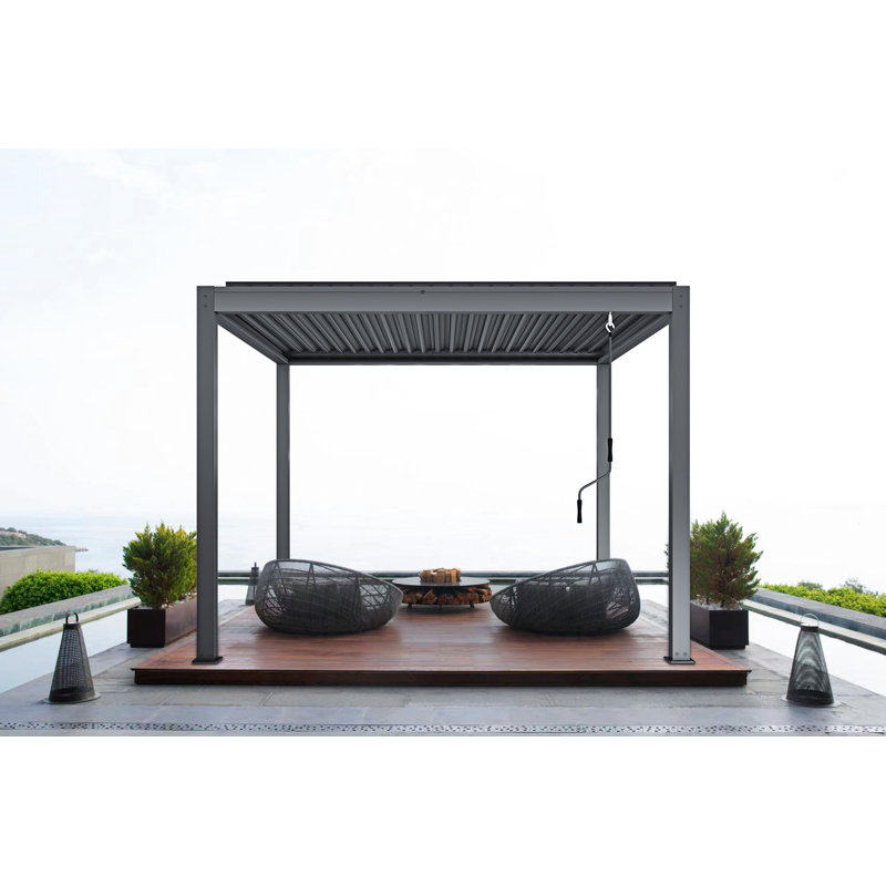 Pergola à persiennes en aluminium, Clôture en bois x P 10 po