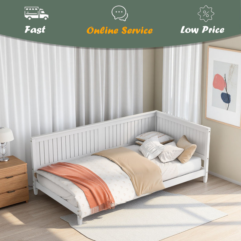 Wood Daybed/Sofa Bed, Twin, White