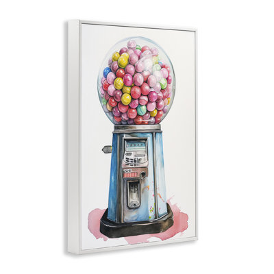 Retro Gumball Machine Framed Giclee, design by Ray Powers