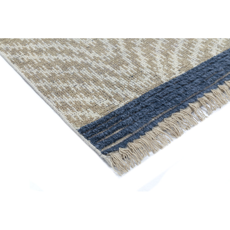 Bovina Bliss Hand-Knotted Blue Wool & Cotton Geometric Rug