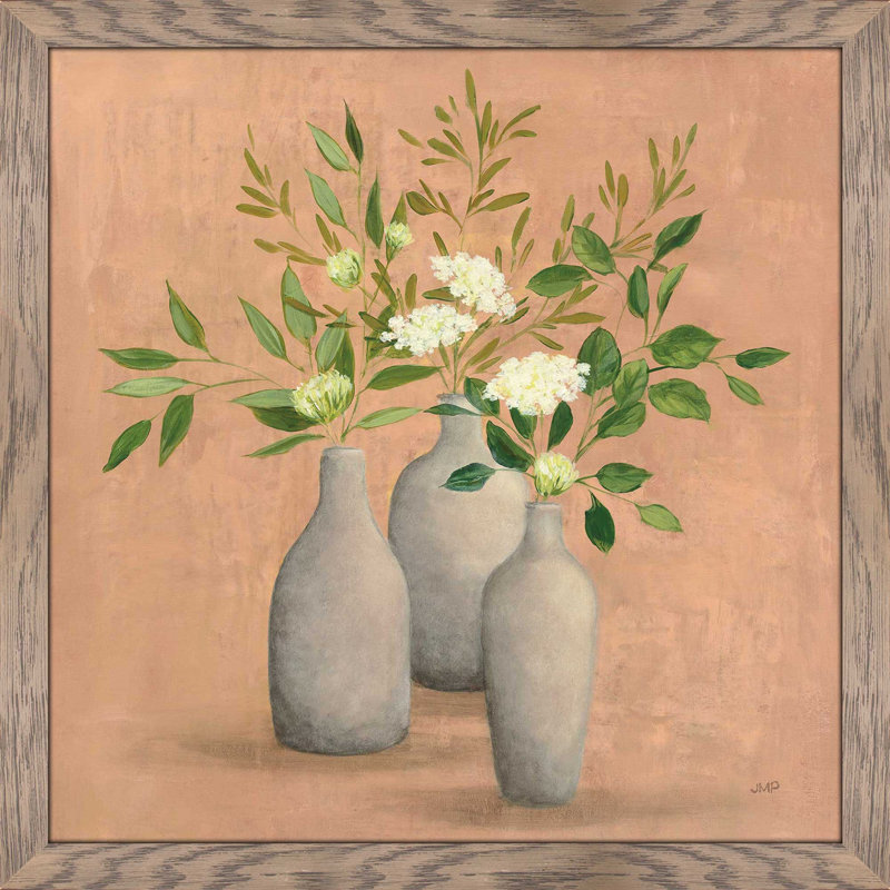 Bouquet naturel II - Peinture, Cadre taupe délavé, H 31,5 po x l 31,5 po x P 1 po