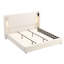 Structure de lit très grand de couleur beige avec tête de lit tapissier à oreilles, lampe de lecture réglable, port, mousse douce, sans sommier, installation rapide pour la chambre à coucher, cadre, beige, configuration